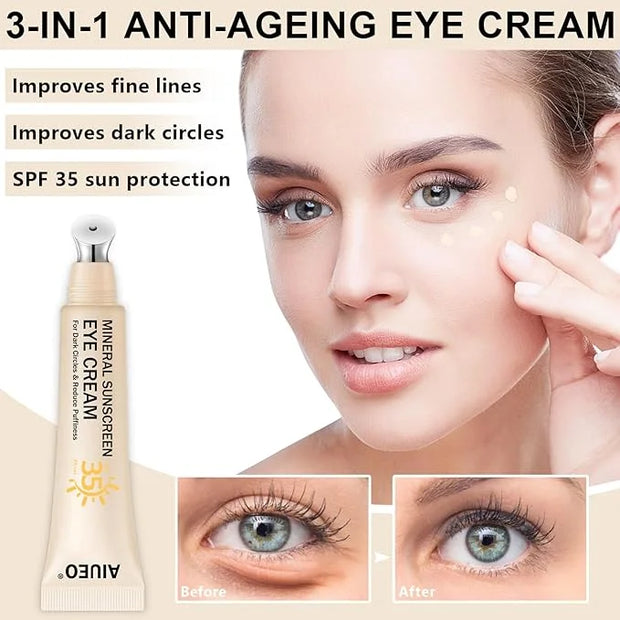 Mineral Eye Cream for Sunscreen, 3-in-1 Anti-Aging Eye Cream,Filter Phone Blue Light for Dark Circle and Fine Lines,15ML(#...