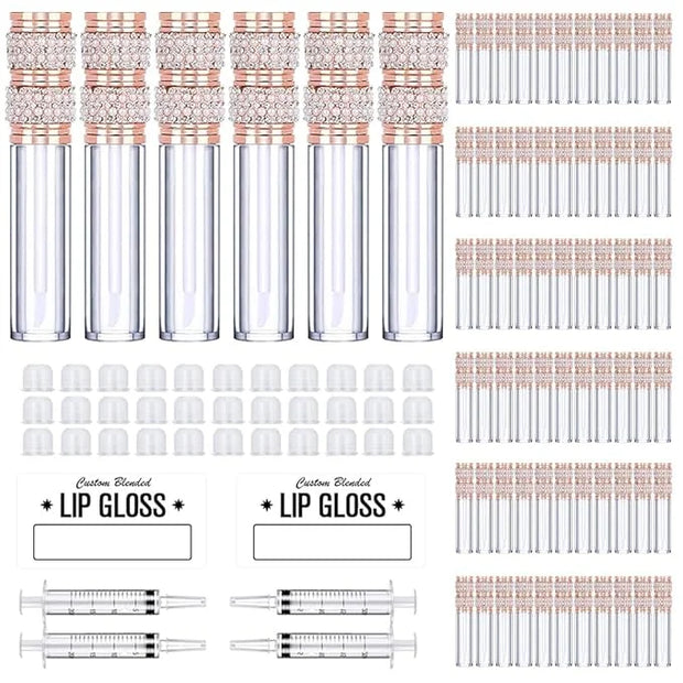AMORIX 72 Pack 5ml Pearl Diamond Lip Gloss Tubes with Wand 5ml Empty Lip Gloss Containers Lipgloss Bottles with Stoppers +...