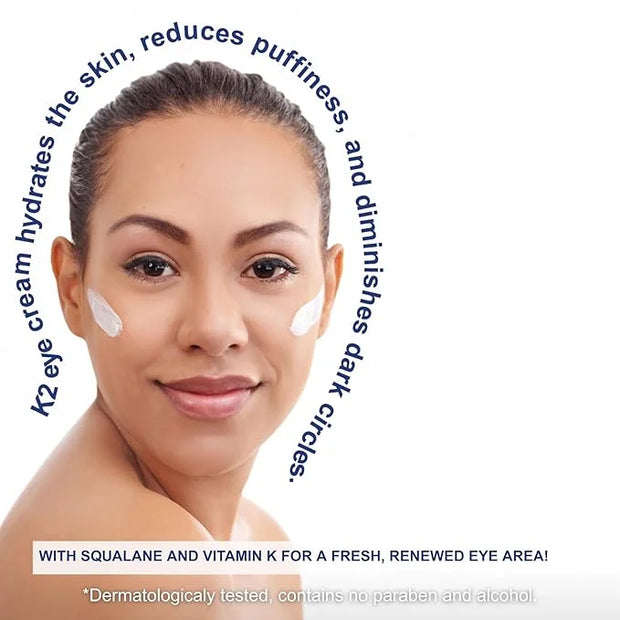 Eye Cream with Vitamin K2 - Moisturising Eye Care Against Dark Circles & Bags - Anti-Wrinkle & Firming Effect - 15 ml - Pr...