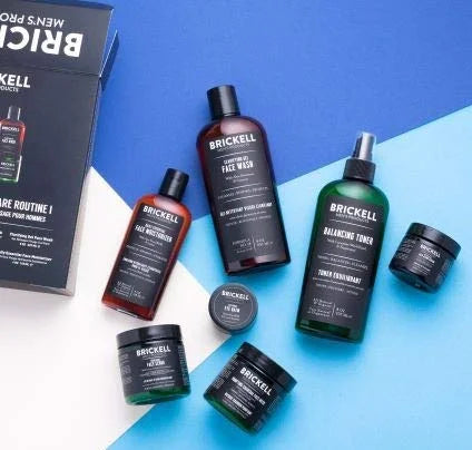 Brickell Men's Daily Elite Face Care Routine I, Toner, Gel Facial Wash, Face Scrub, Anti-Aging Night Cream, Eye Cream, Cha...