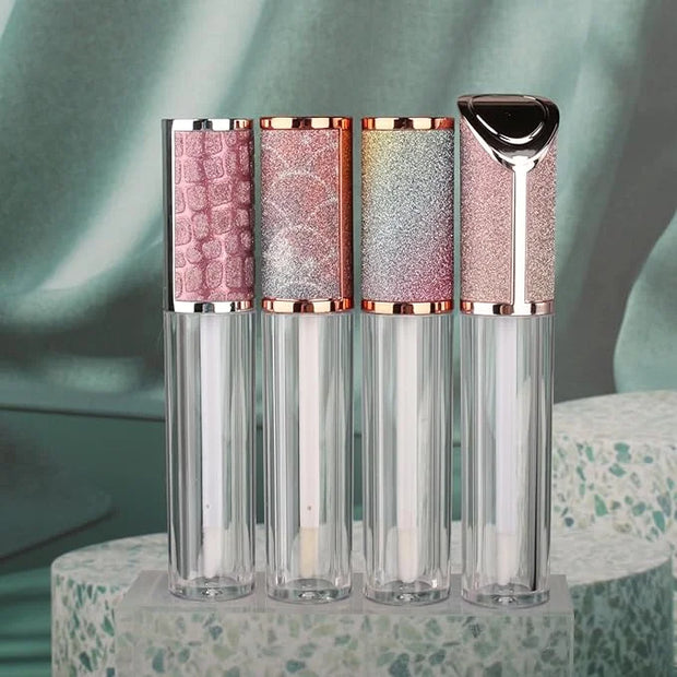 COSIDEA 15pcs Round Empty 5ml 0.17oz lip gloss tubes with wand and fish scale leather cap Lipgloss tube containers for lip...