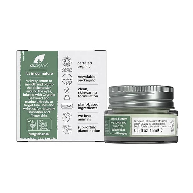 Dr. Organic Ageless Eye Contour Serum with Seaweed | Smoothing and Firming, Targets Fine Lines, Fragrence Free, Certified ...