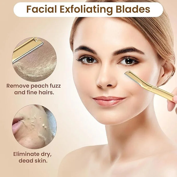 Dermaplaning Tool for Face, Dermaplane Razor for Peach Fuzz with Metal Grip, Professional Eyebrow Razor for Women, Facial ...