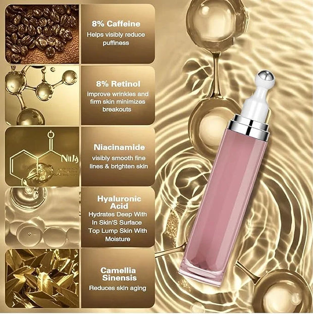 Eye Serum with 8% Caffeine 8% Retinol Hyaluronic Acid Niacinamide peptides for Puffy Bags Fine Lines Dark Circles Wrinkles...