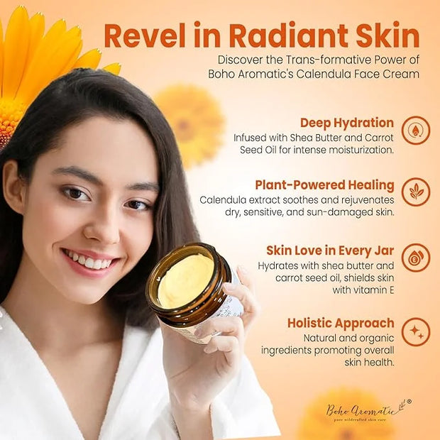 Calendula Nourishing Face Cream for Dry Skin, Natural & Organic Facial Cream, Hydrating and Moisturizing skin care product...