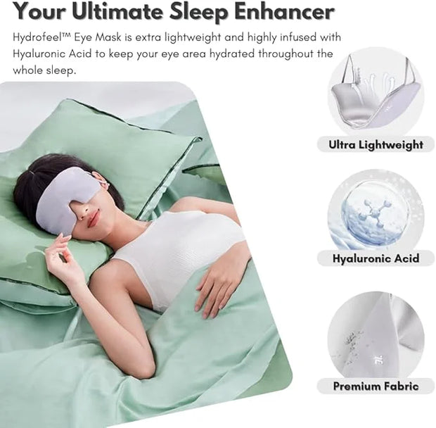 7C Soft Sleep Mask - Eye Mask - Hyaluronic Acid Anti-Aging Under Eye Cover with Adjustable Ear Elastic Straps for Full Nig...