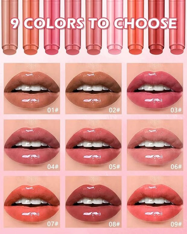 Hydrating Shimmer Lipstick,Moisturizing Jelly Lip Gloss,Shine Red Pink Lipstick Pen, Long Lasting Waterproof Tint Lip Balm...