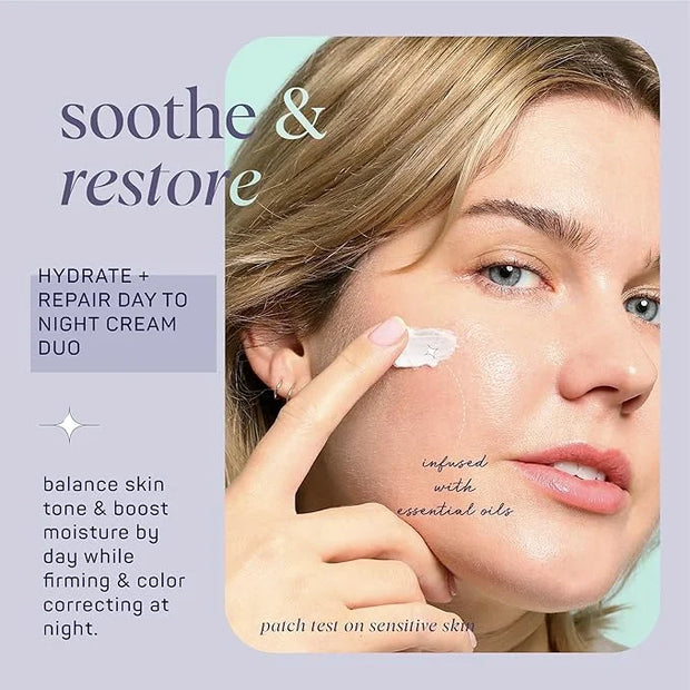 SpaLife Hydrating + Repairing Day to Night Cream Duo – Day & Night Cream Set – For Dry Skin, Fine Lines & Wrinkles, Firmin...