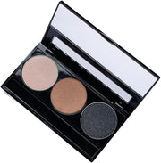 Metallic Shimmer Off White, Gold Bronze Brown, and Glitter Black Vegan Eyeshadow Trio Palette; Talc, Paraben & Cruelty Fre...