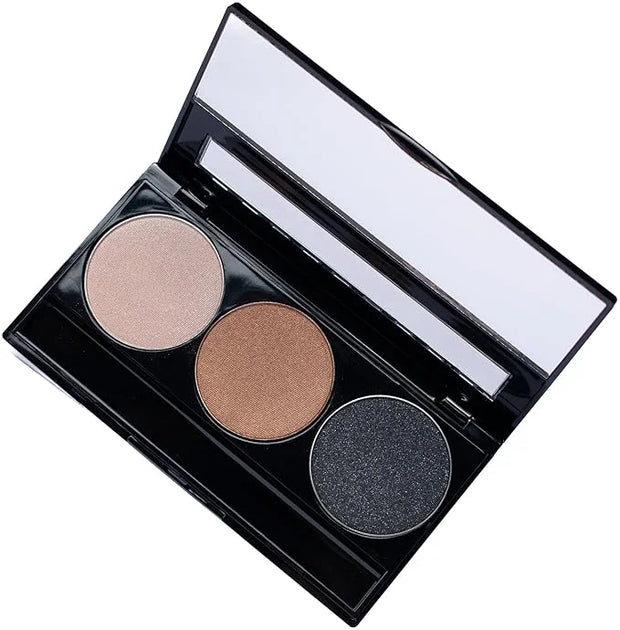 Metallic Shimmer Off White, Gold Bronze Brown, and Glitter Black Vegan Eyeshadow Trio Palette; Talc, Paraben & Cruelty Fre...