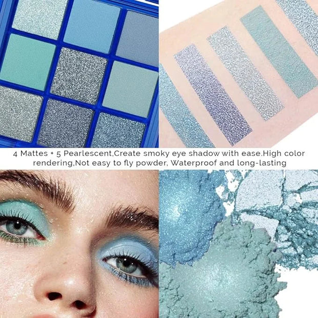 Sapphire Blue Smoky Eye Shadow Palette,Navy Royal Blue Green Goth High Pigment Natural Eyeshadow Palette,Waterproof,Blenda...