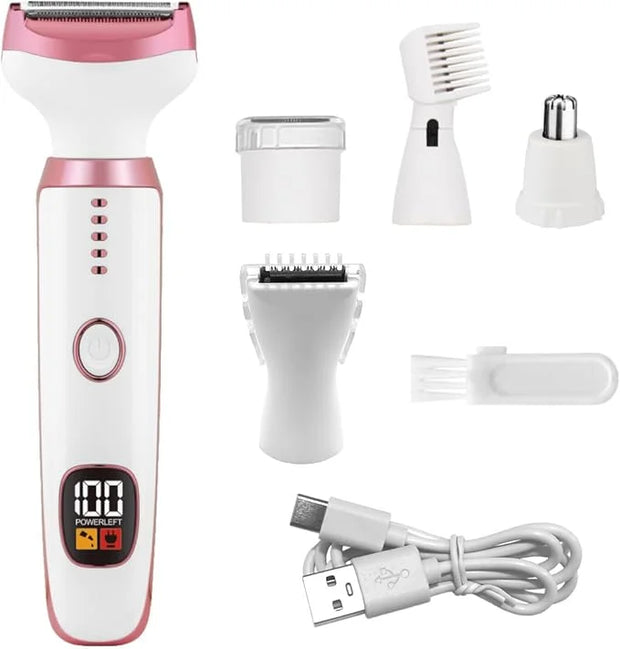 Electric Razors for Women, Bikini Trimmer for Women 5 in 1 Body Shaver for Nose Hair Face Eyebrow Arms Legs Armpit Underar...