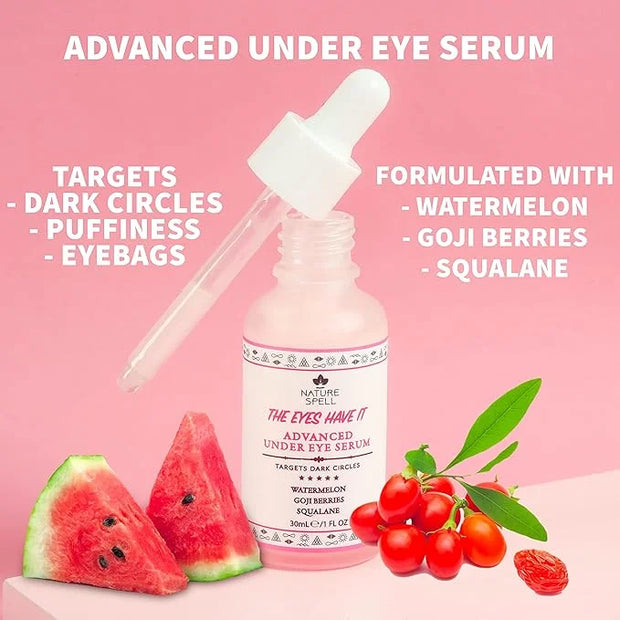 Nature Spell Advanced Under Eye Serum with Watermelon & Goji Berries 1 Fl Oz– Targets Dark Circles, Puffiness & Eyebags – ...