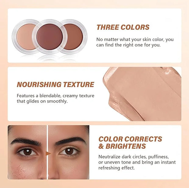 4 Colors Under Eye Brightener, Conceal & Brighten Dark Circles, Nourishing Waterproof Under Eye Cream Pot Concealer Full C...