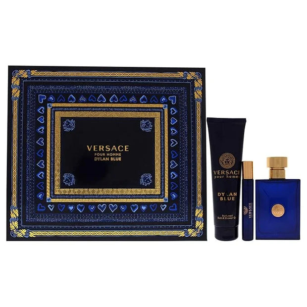 Versace Dylan Blue by Versace for Men - 3 Pc Gift Set 3.4oz EDT Spray,0.3oz EDT Spray,5.0oz Bath and Shower Gel - Product ...