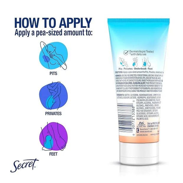 Secret Whole Body Deodorant Cream for Women, Unscented, Aluminum Free Deodorant Cream, 72 HR Odor Protection, 3.0 oz - Pro...