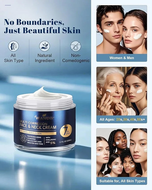 Retinol Cream for Face, Face Moisturizer, Neck Creams for Tightening and Firming with Collagen & Hyaluronic Acid, Daily An...