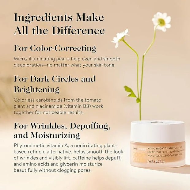 goop Beauty Vitamin C Eye Cream | Color Correcting Cream for Dark Circles | Helps Smooth Wrinkles & Depuff Eyes | 0.5 fl o...