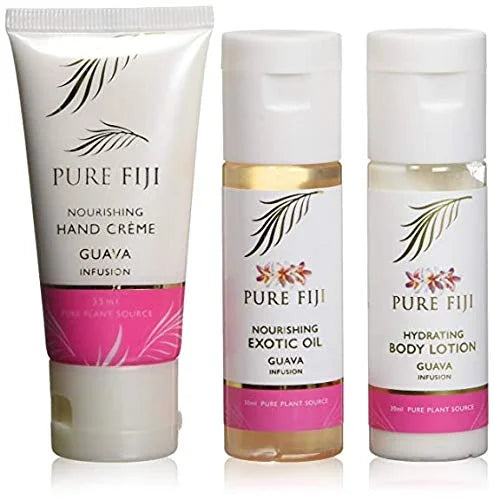 Pure Fiji Nourishing Trio, Ideal Spa Bath Gift Set for Women - Travel Kit - Includes Exotic Body Oil, Hydrating Body Lotio...