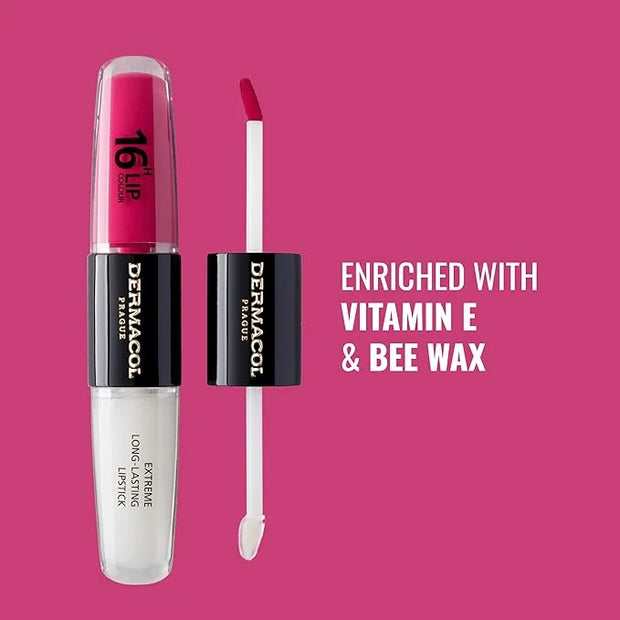 Dermacol NEW 16-Hour Lip Colour, Highly Pigmented Glossy Lip Stain, Two-Phase Lip Plumper Gloss, Kissproof Lip Makeup Prod...