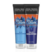 John Frieda Blue Crush Shampoo and Conditioner Set for Brunettes, Nourishes Color-Treated and Natural Hair, Blue Pigments ...