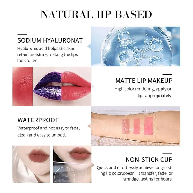 3Pcs Peel-Off Lip Tint Set - Tattoo Lip Stain Kit in 3 Vibrant Colors, Long-Lasting Matte Finish, Moisturizing Peel-Off Li...