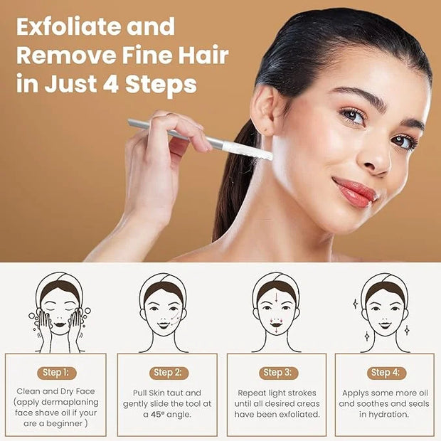 Dermaplaning Tool for Face, 20 Blade Refills, Dermaplane Razor for Face, Hair Remover Blade for Eyebrows and Peach Fuzz, F...