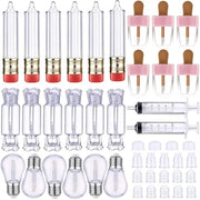 28 Pieces Transparent Empty Lip Gloss Tube Containers, Include 24 Pencil and Candy Shaped Oil Bottles, Ice Cream Funny Lig...