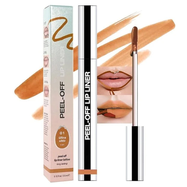 Matte Lip Stain Peel Off Lip Liner, Orange Brown Peel Off Lip Stain Tattoo,Long Lasting & Waterproof Peel Off Lip Gloss Li...