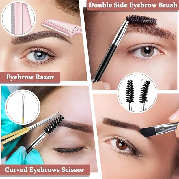 TsMADDTs 7PCS Tweezers Set for Women Facial Hair, Precision Tweezer for Eyebrows with Curved Scissor and Eyebrow Razor for...