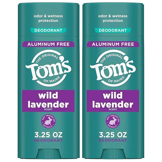 Tom's of Maine Wild Lavender Aluminum Free Natural Deodorant For Women & Men | Goes on Clear | Odor & Wetness Protection |...