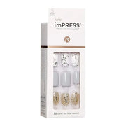 imPRESS Design, Press On Nails, Knock Out, Gray, Short, Size, Squoval, Shape, Includes 30 Nails, Prep Pad, Instructions Sh...