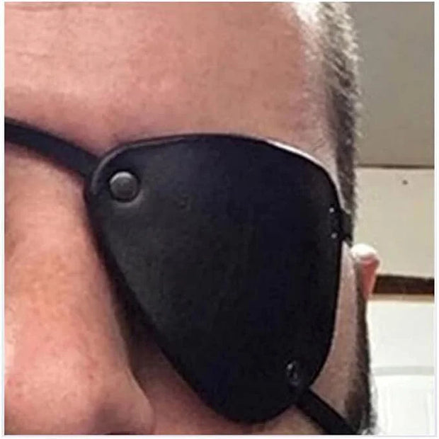 1 Pair Retro Single Eye Patch - Black Eye Patches - PU Leather Pirate Eye Patch Cover Adjustable Medieval Steampunk Blindf...