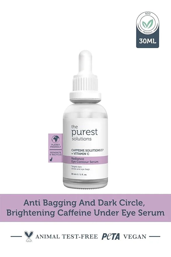 The Purest Solutions Radiance Eye Contour Serum (Caffeine Solutions 5% + Vitamin C) - Bright & Rested Appearance - Skin To...