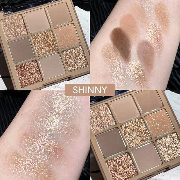 Eye Shadow Palette Makeup,9 Colors Gold Matte Shimmer Vegan Eyeshadow,Highly Pigmented Long Lasting Waterproof Naturing-Lo...