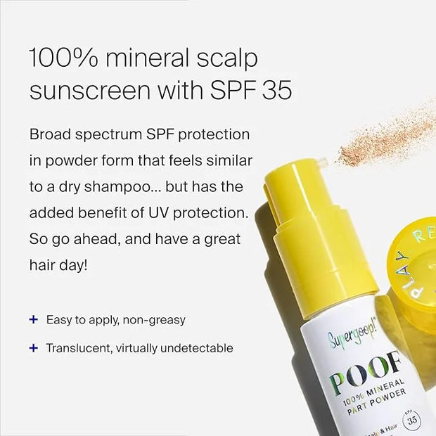 Supergoop! Poof 100% Mineral Part Powder, 0.71 oz - SPF 35 PA+++ Scalp Sunscreen with Broad Spectrum UV Protection - Cruel...