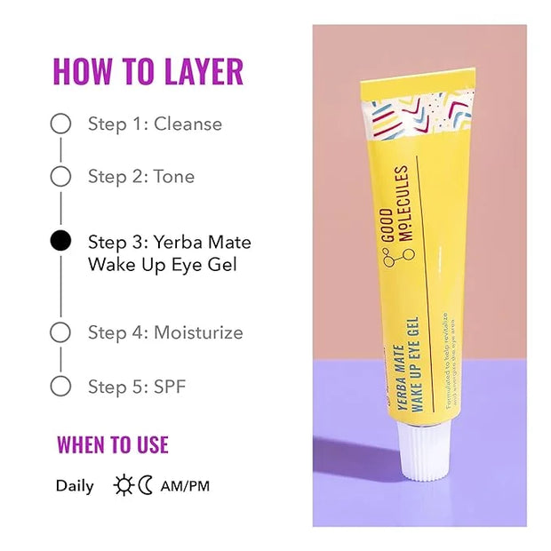 Good Molecules Yerba Mate Wake Up Eye Gel - Yerba Mate, Hyaluronic Acid and Caffeine to Hydrate, Minimize Puffiness and Sw...