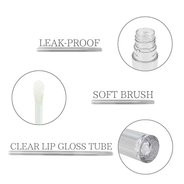 COSIDEA 24 pcs Empty 5ml big brush lip gloss tube White round lipgloss tubes container with big doe foot wand - Product Image