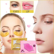 Sulily 30 Pairs Lip Masks & Eye Mask,24K Gold Gel Crystal Collagen Eye Patches for Puffy Eyes,Effectively Nourishes,Moistu...