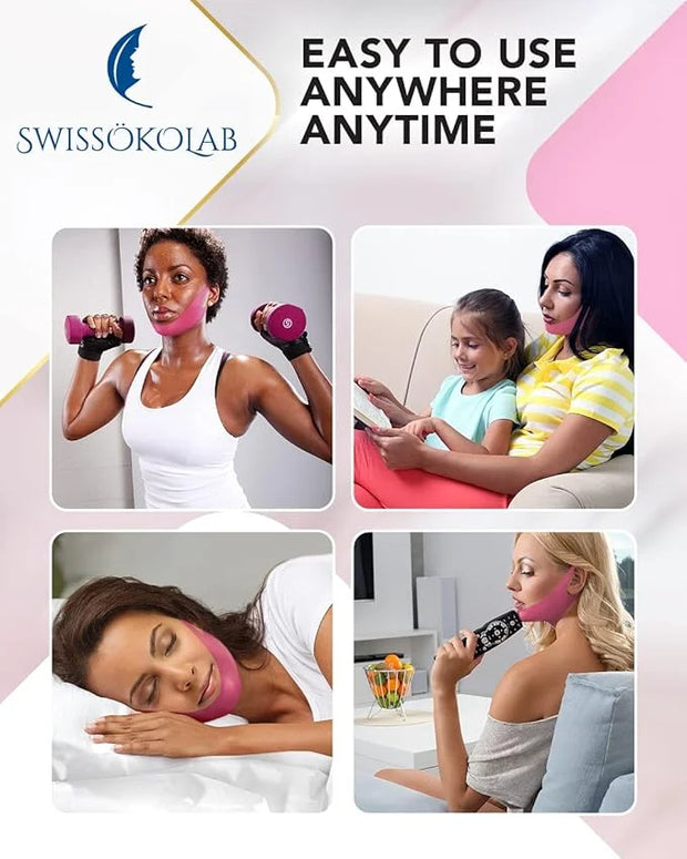 SWISSÖKOLAB Double Chin Reducer V Line Lifting Mask + Under Eye Patches For Puffy Eyes 24k Gold Eye Mask For Dark Circles ...