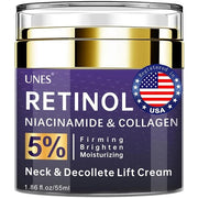 Unes Neck Firming Cream for Women & Men, Day & Night Face Moisturizer Cream for Hydration and Anti-Aging, Deep Tighten and...