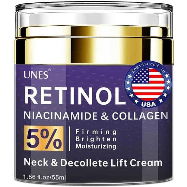 Unes Neck Firming Cream for Women & Men, Day & Night Face Moisturizer Cream for Hydration and Anti-Aging, Deep Tighten and...