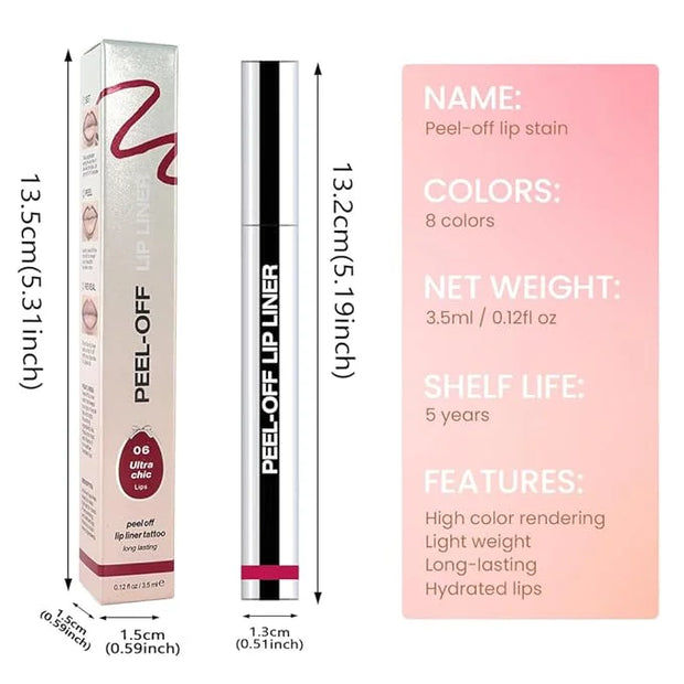 Matte Lip Gloss Stain-Peel Off Lip Liner Tattoo, Pinkish Red Lip Tint，Long Lasting Peel Off Lip Stain, Waterproof Transfer...