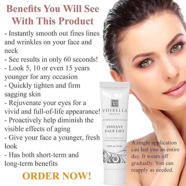 Instant Face Lift Cream Combo - Collagen Support, Revitalize Skin, Reduce The Appearance of Eye Bags and Fine Lines with H...
