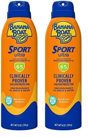 Banana Boat Sport Ultra SPF 65 Sunscreen Spray, 6oz | Banana Boat Sunscreen Spray SPF 65, Oxybenzone Free Sunscreen, High ...