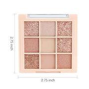9Colors Champagne Rose Gold Eye Shadow Palette Makeup,Highly Pigmented Shimmer Pink Eyeshadow Palette Nude Glitter Sparkly...