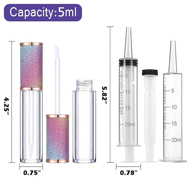 AMORIX 72 Pack 5ml Rainbow Lip Gloss Tubes with Wand 5ml Lip Gloss Containers Empty Lipgloss Bottles + 4pcs Syringes for D...