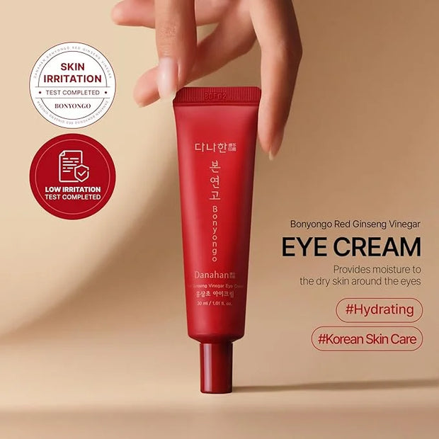 Bonyongo Red Ginseng Vinegar Eye Cream – Anti Aging Eye Treatment Cream for Youthful Radiant Skin - Wrinkle Improvement wi...
