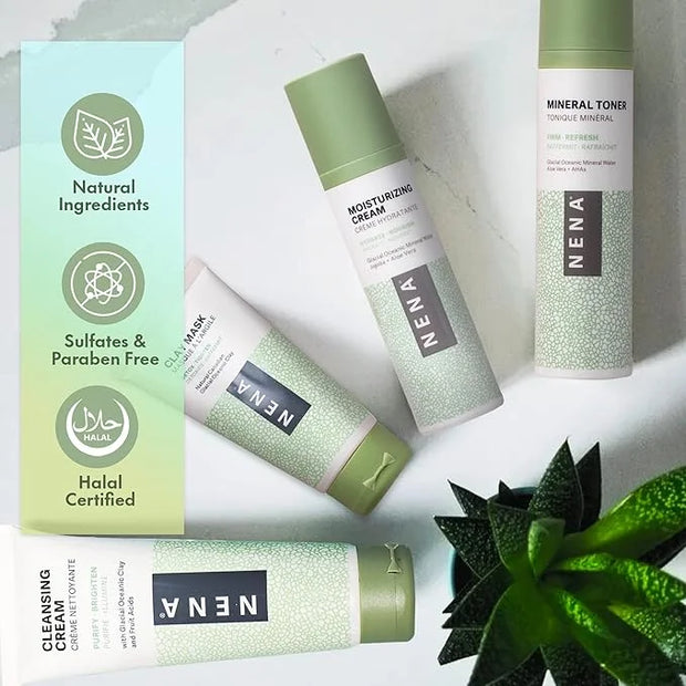 NENA Natural Skincare Kit | 4-Piece Daily Skin Essentials for Women & Men - for Dry, Oily, Normal and Sensitive Skin | EWG...