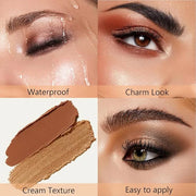 6Pcs Cream Eyeshadow Sticks Set, Champagne Pearl Brown Cocoa Stone Green Sliver Shimmer Matte Waterproof Eye Brightener St...